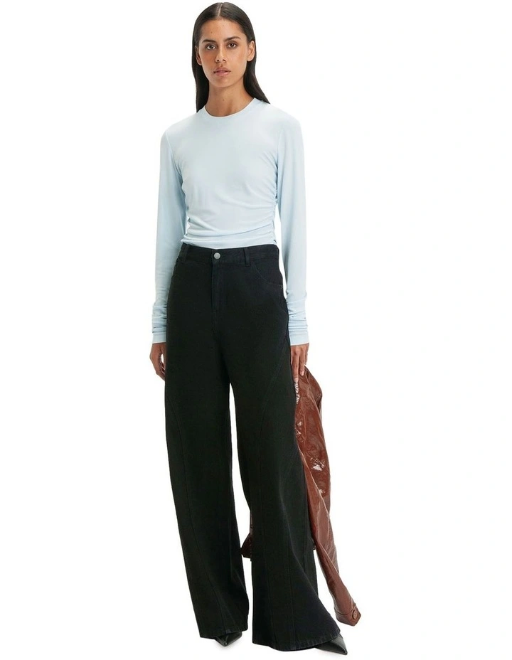 Twist Detail Long Sleeve Top in Powder Blue