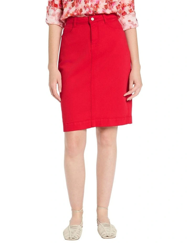 Marnie Denim Skirt in Carmine