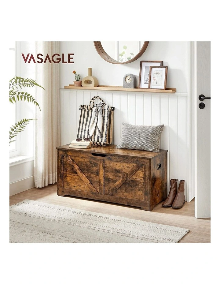 Toy Bench Space Seat Storage Chest with Large Capacity in Brown