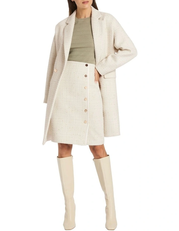 Clevance Boucle Coat in Ivory