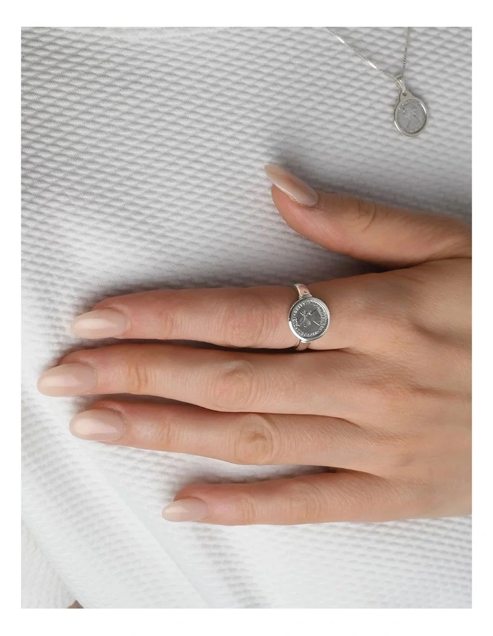 Mini Size P Coin Ring in Silver