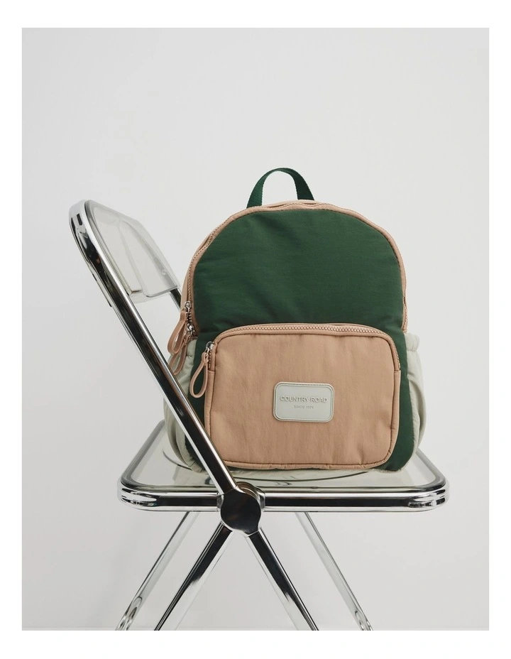 Recycled Nylon Backpack in Khaki Green