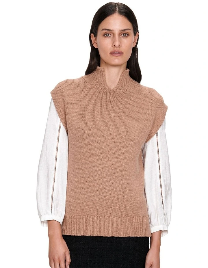 Chunky Merino Blend Tunic in Camel