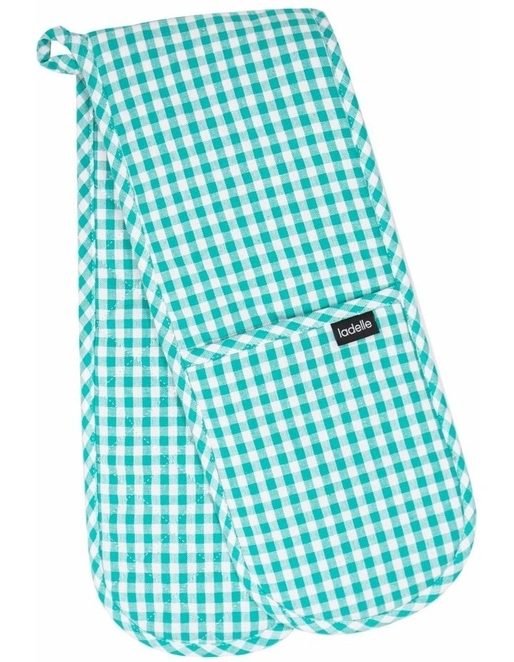 Gingham Double Oven Mitt in Green