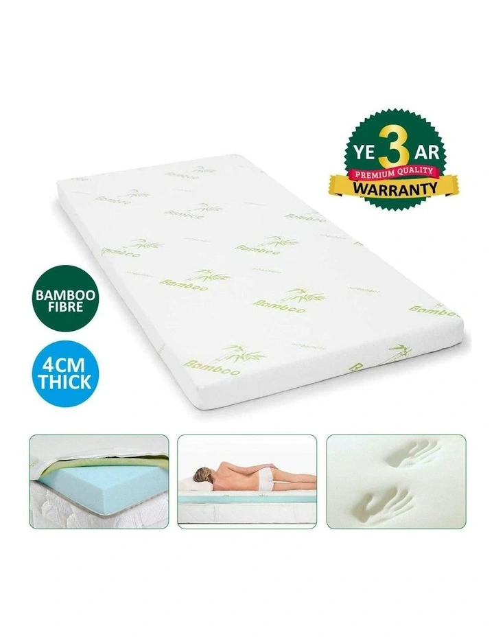 4cm Memory Foam Mattress Protector with Bamboo Cover in White