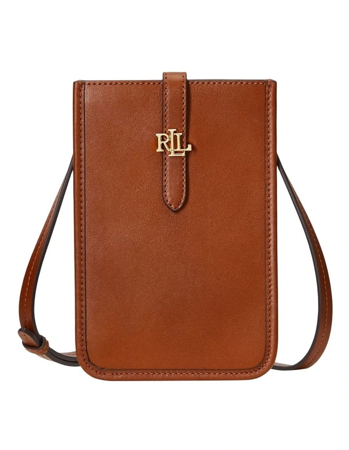 Leather Crossbody Tech Case in Brown