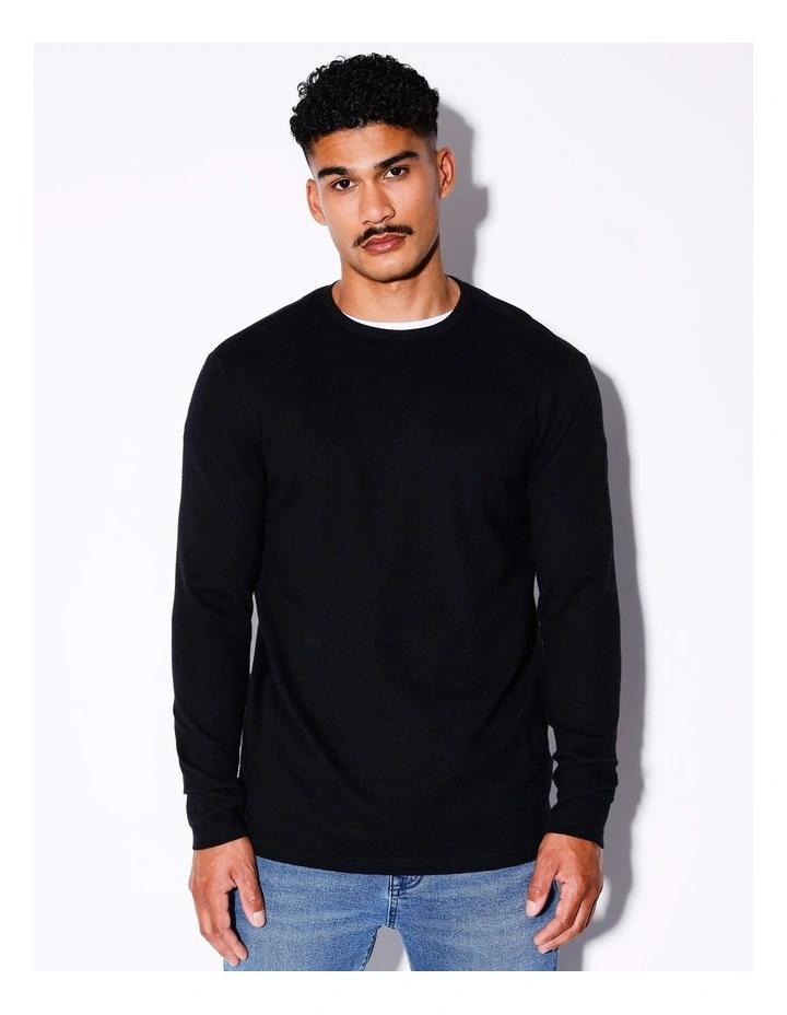 Logan Ls Rib Tee in Black