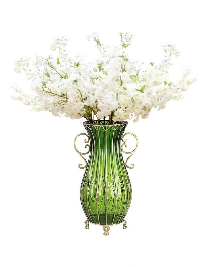Glass Vase With Artificial Flower Set 10 Pieces 51cm in Multi