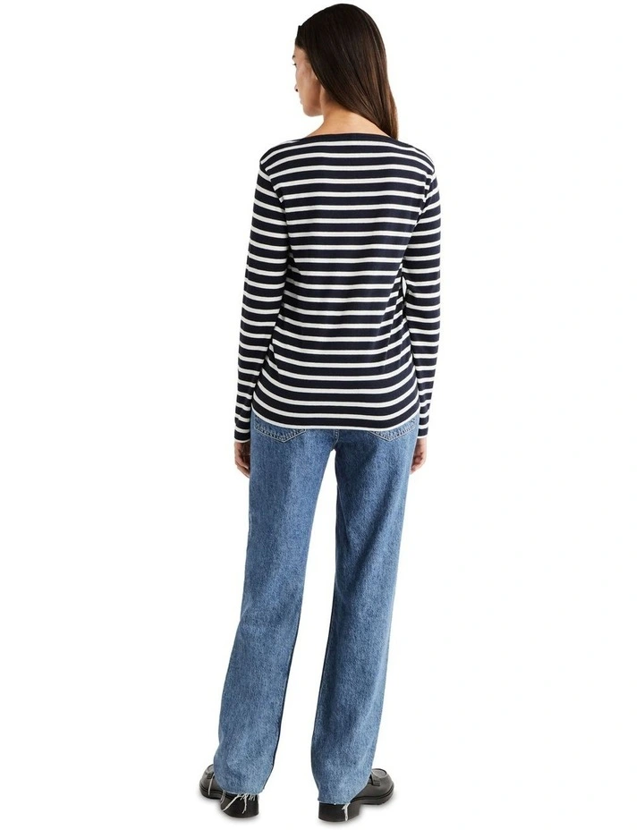 Cashmere Blend Long Sleeve Top in Blue