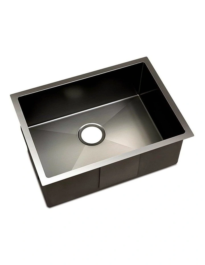 Kitchen Sink Stainless Steel 60X45CM Basin Single Bowl Laundry in Black