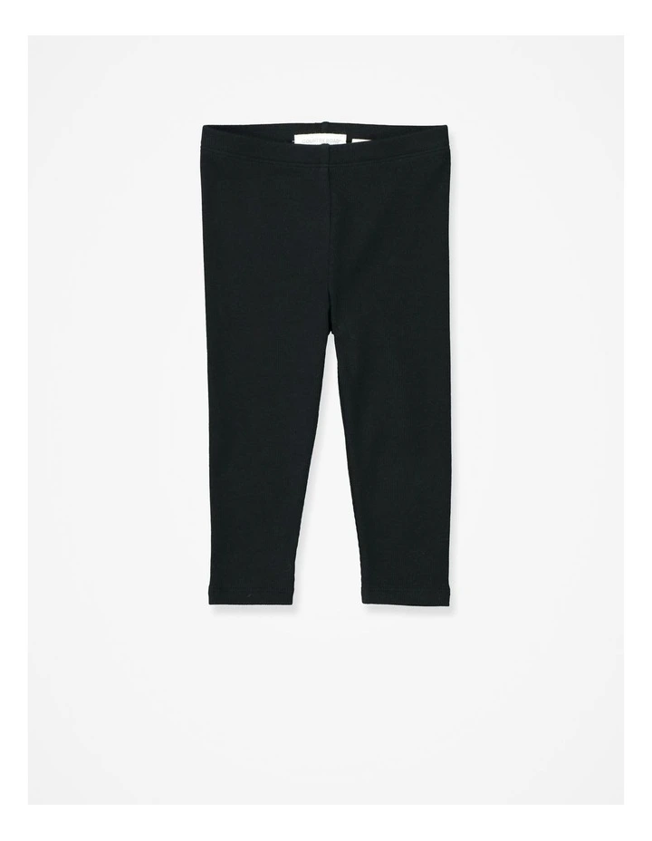 Organically Grown Cotton Solid Rib Legging in Black