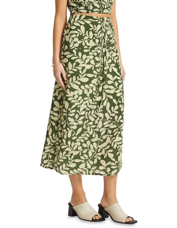 Jade Vine Print Skirt in Olive