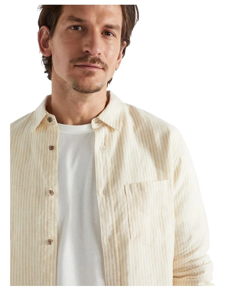 Linen Shirt in Sand Stripe