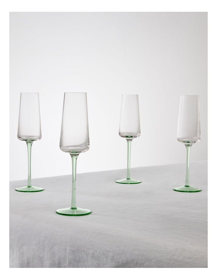 Jordan Champagne Glass Set of 4 in Green