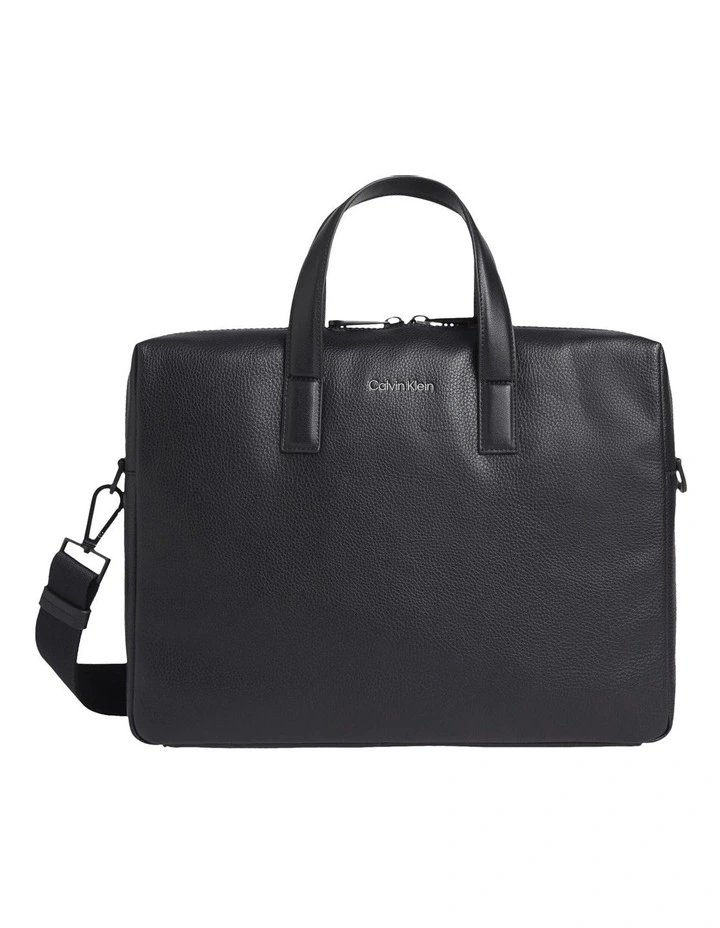 CK Recycled Faux Leather Laptop Bag in Black