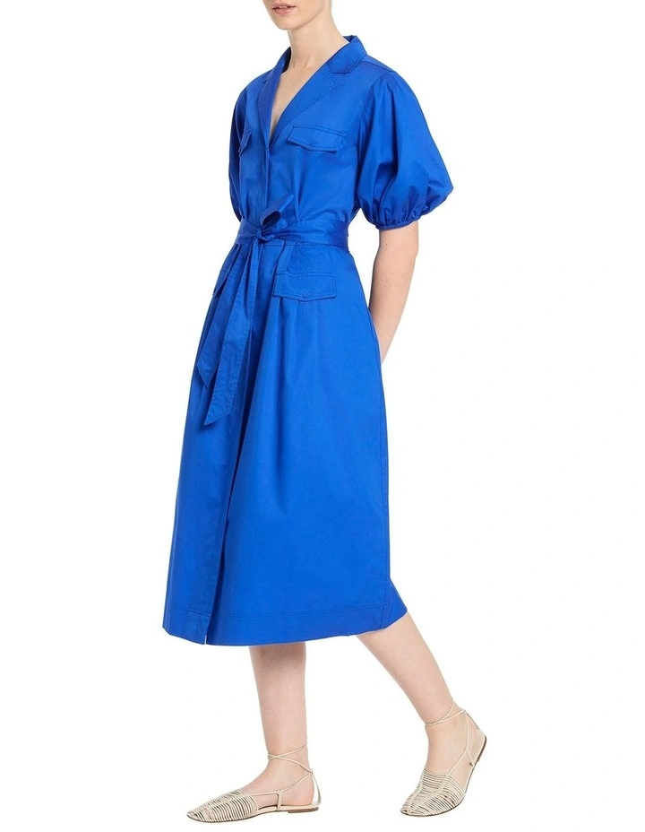 Samira Cotton Sateen Dress in Cameo Blue