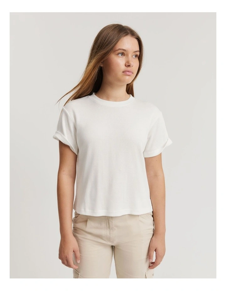 Teen Recycled Cotton Relaxed Rib T-shirt in Marshmallow