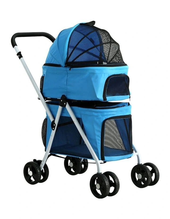 Large Foldable Pet Stroller Double Tier 4 Wheels