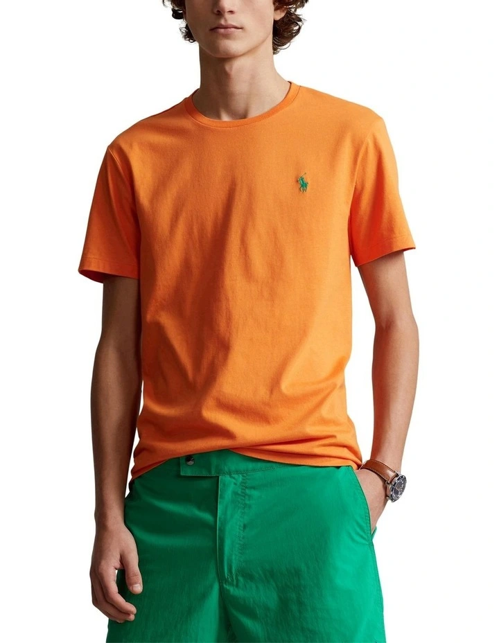 Custom Slim Fit Jersey Crewneck T-shirt in Orange