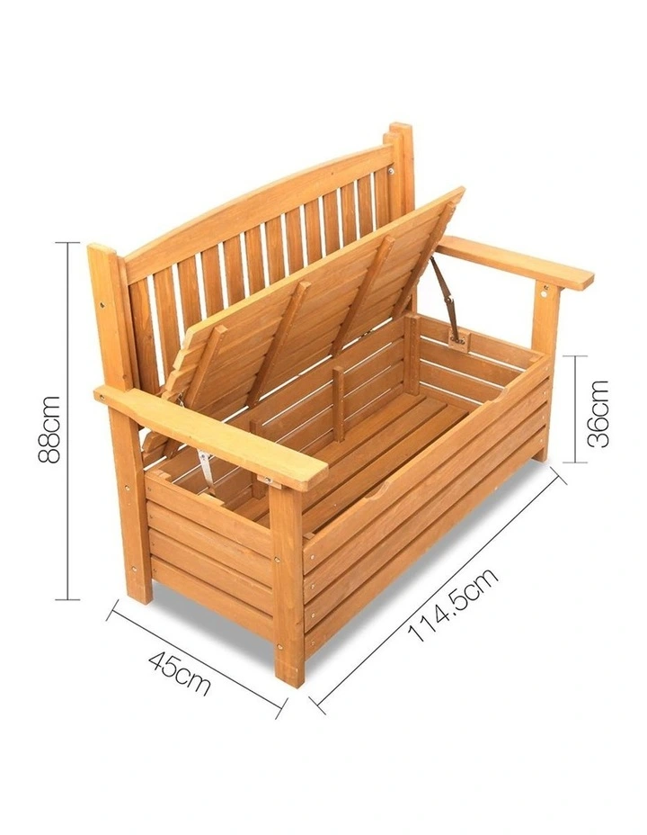 2 Seat Wooden Outdoor Storage Bench