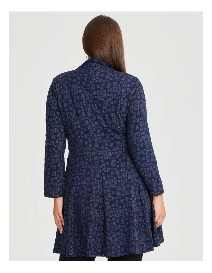 Patchwork Geo Zip Cardigan in Dark Indigo