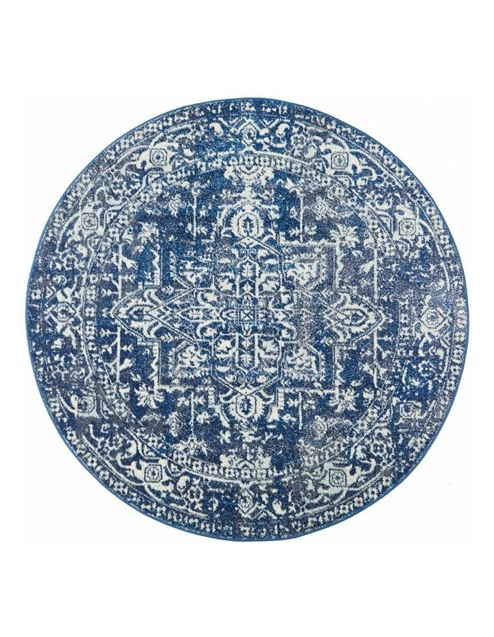Evoke Contrast Transitional Round Rug in Navy