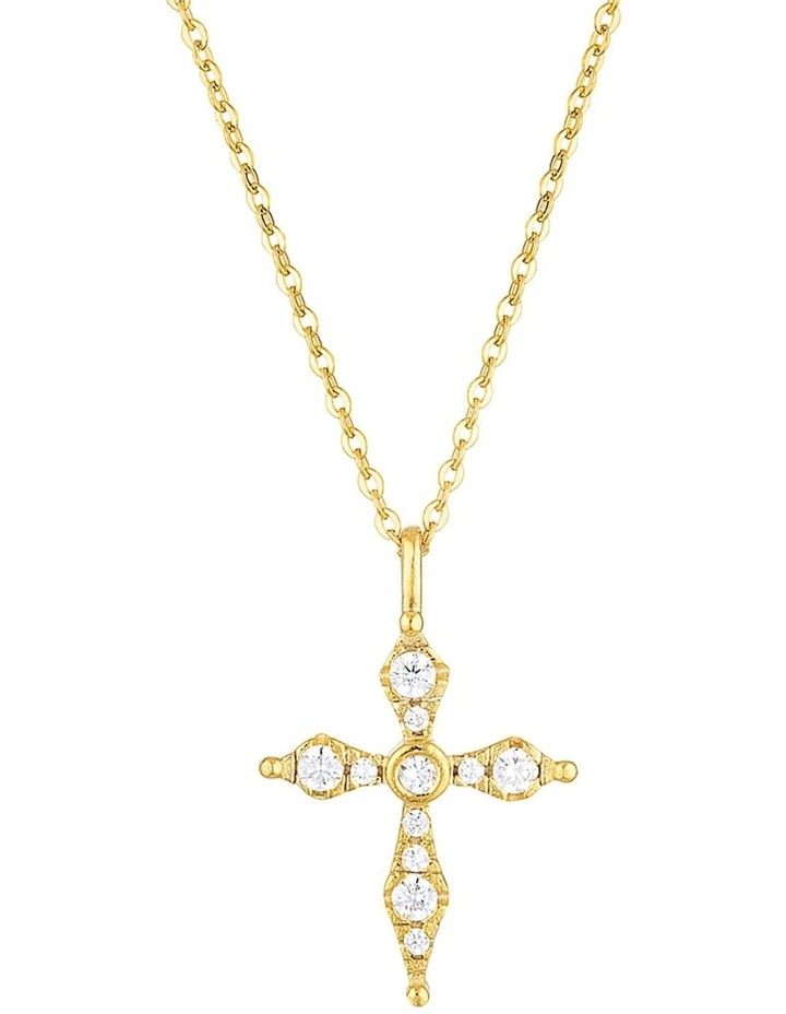 Bless Mini Cross Gold Necklace