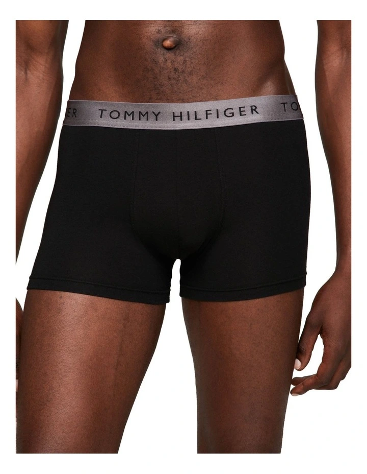 Metallics Band Trunks Pack of 3 in Alluminium /Black pea
