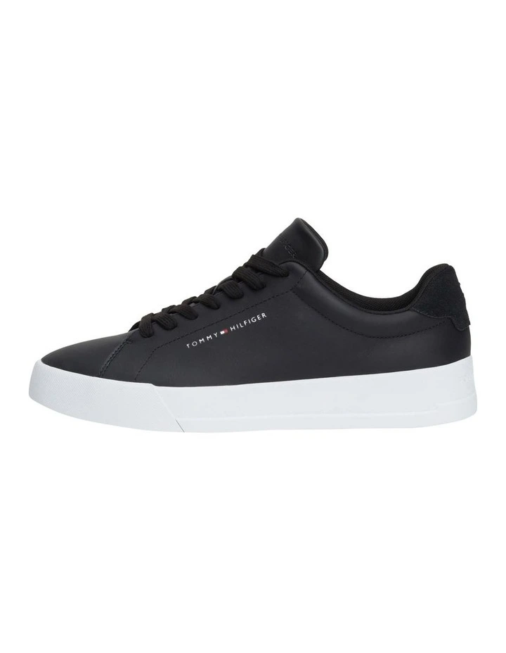 Leather Chunky Court Sneakers in Black