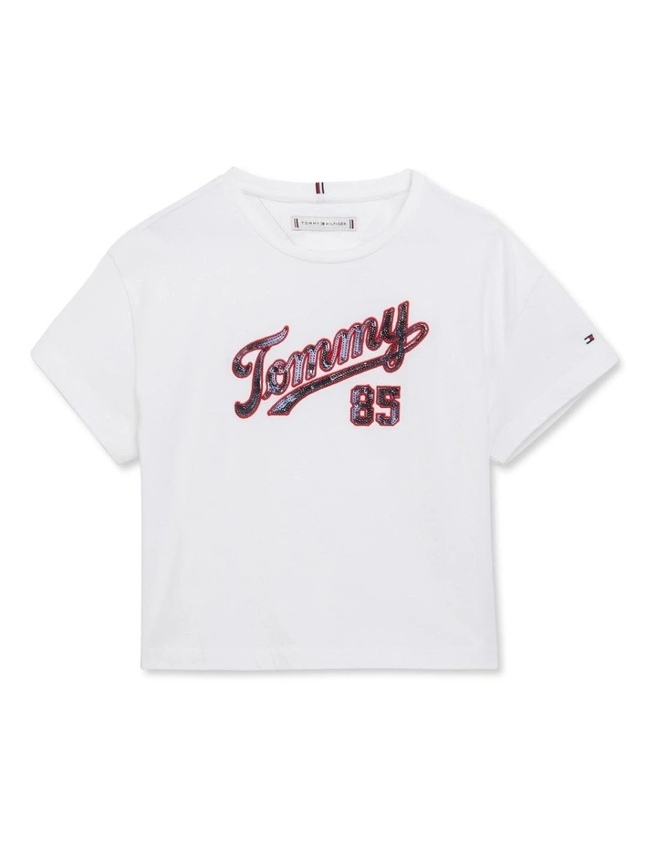 Organic Cotton Sequin T-Shirt in White