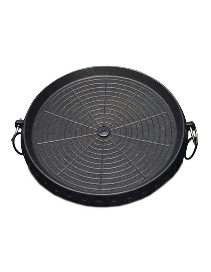 Portable Korean BBQ Butane Gas Stove Stone Grill Plate in Black