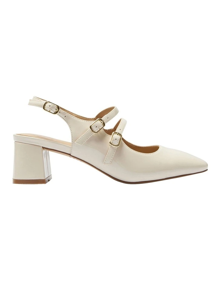 Tessa Heeled Shoes in Bone Patent Leather