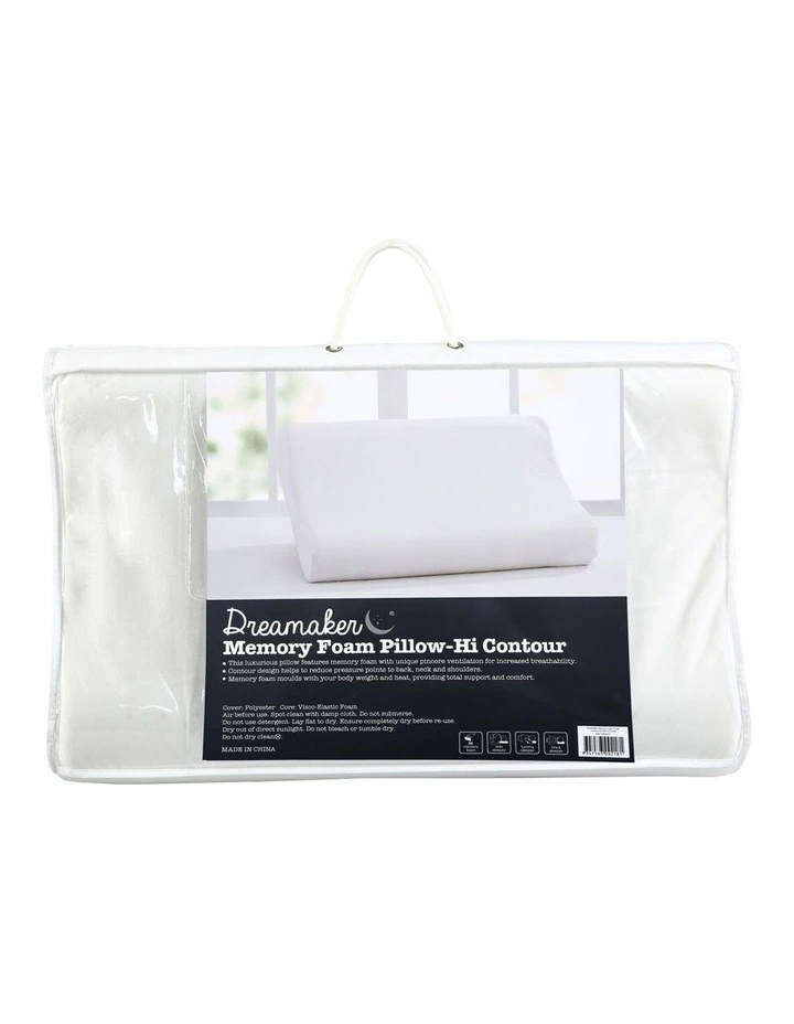 Contoured Pincore Memory Foam Pillow 60x40cm in White