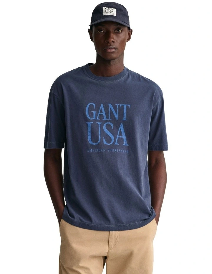 Sunfaded GANT USA T-shirt in Evening Blue
