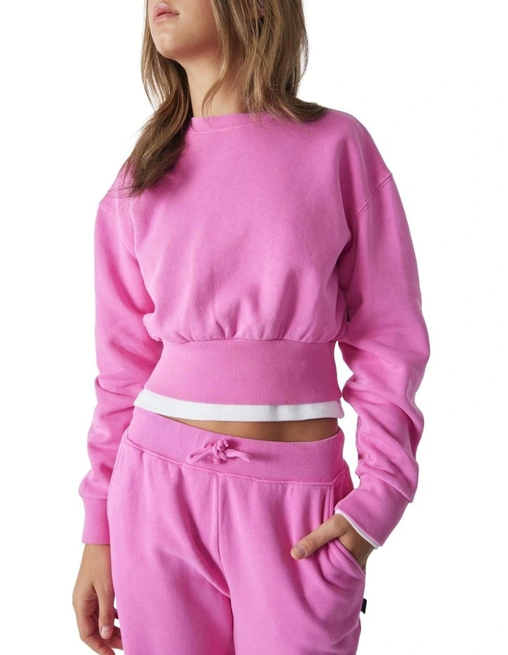 Oversized Cropped Sweater in Pink