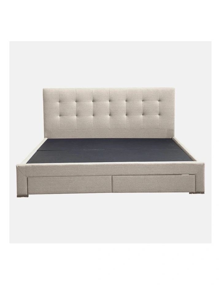 4 Storage Drawers Bed Frame King in Beige