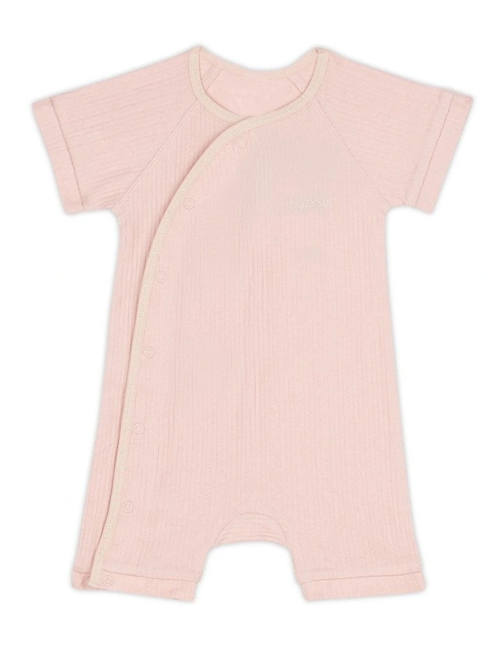 Baby Pointelle Short Sleeve Cozysuit in Marcona