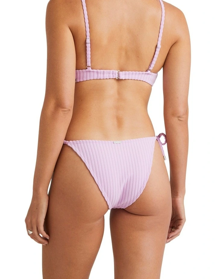 Terry Rib Tie Side Hike Bikini Bottoms in Purple