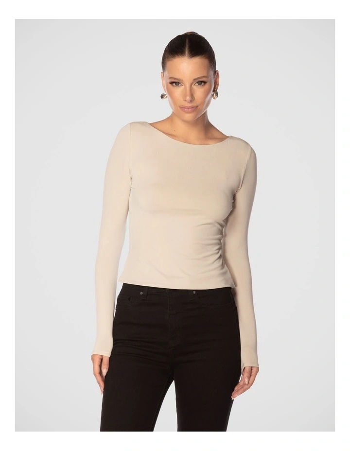 Alivia Boat Neck Top in Stone