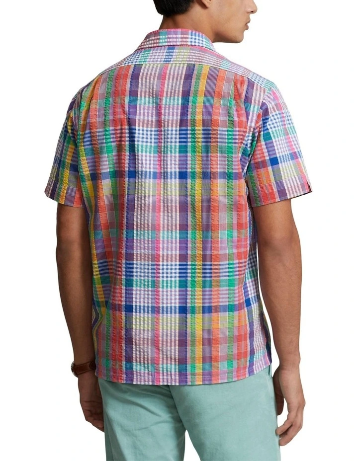 Classic Fit Plaid Seersucker Camp Shirt in Assorted