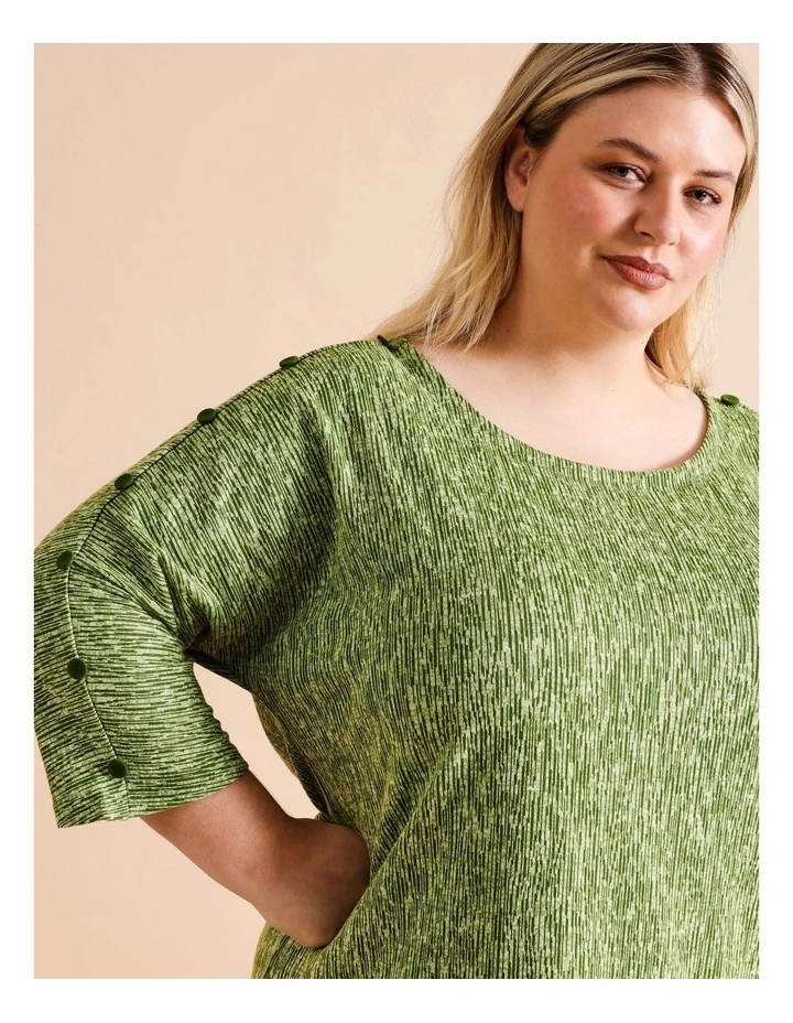 3/4 Magyar Button Sleeve Tee In Forest/Ivory