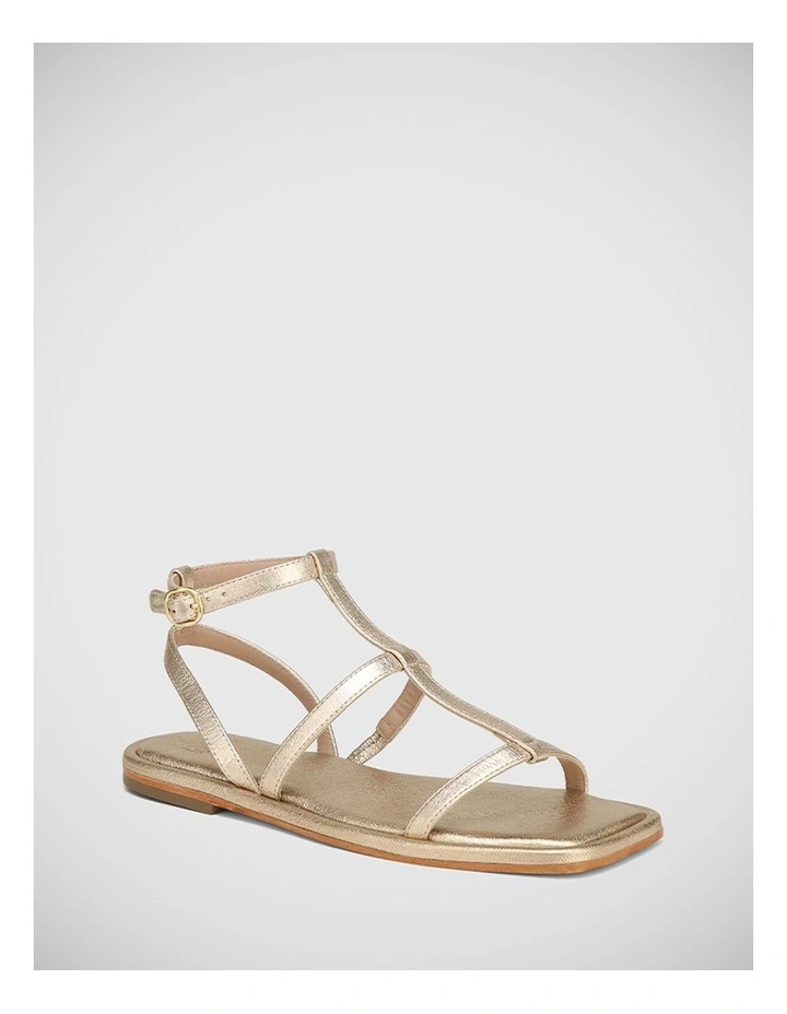 Aidie Leather Sandal in Champagne