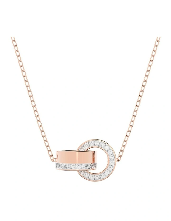 Hollow Pendant Interlocking Loop Rose Gold-Tone Plated in White