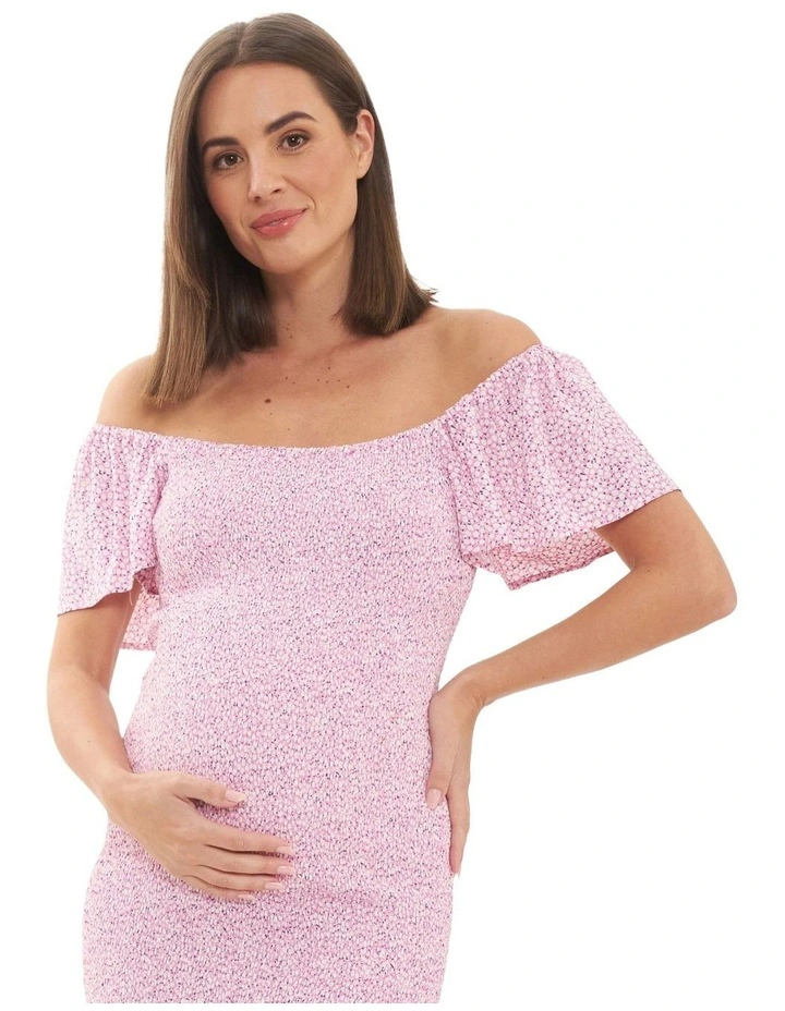 Selma Shirred Dress in Pink