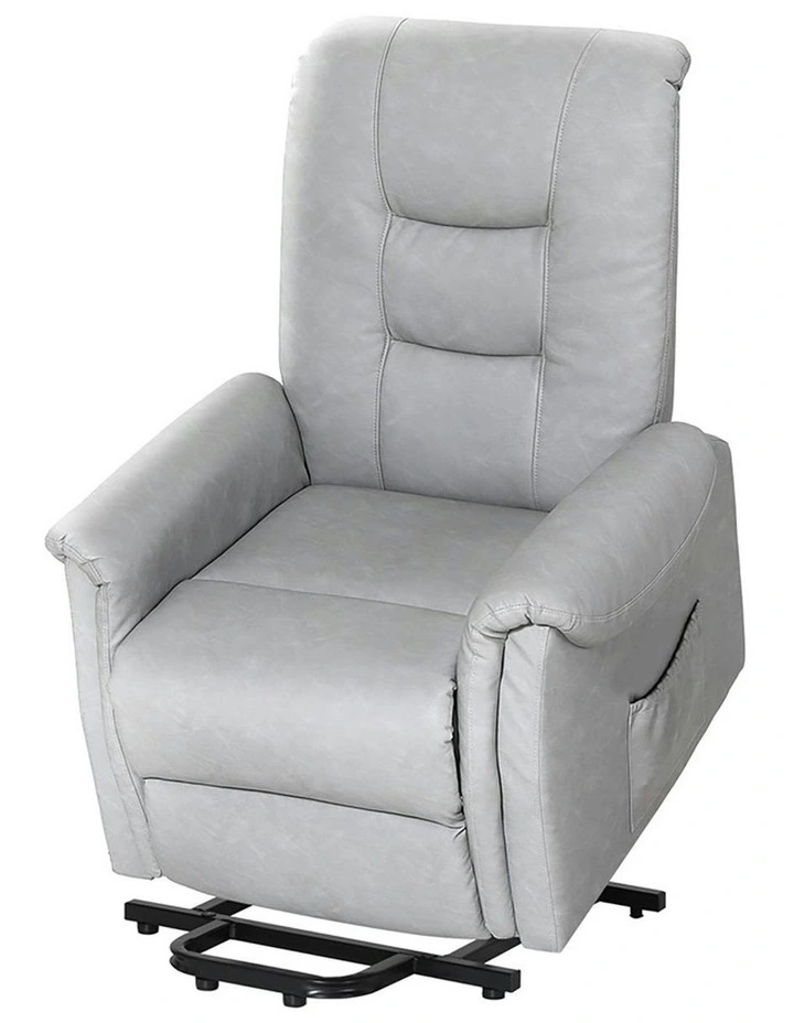 Lift Assist Recliner Chair in Grey Leather