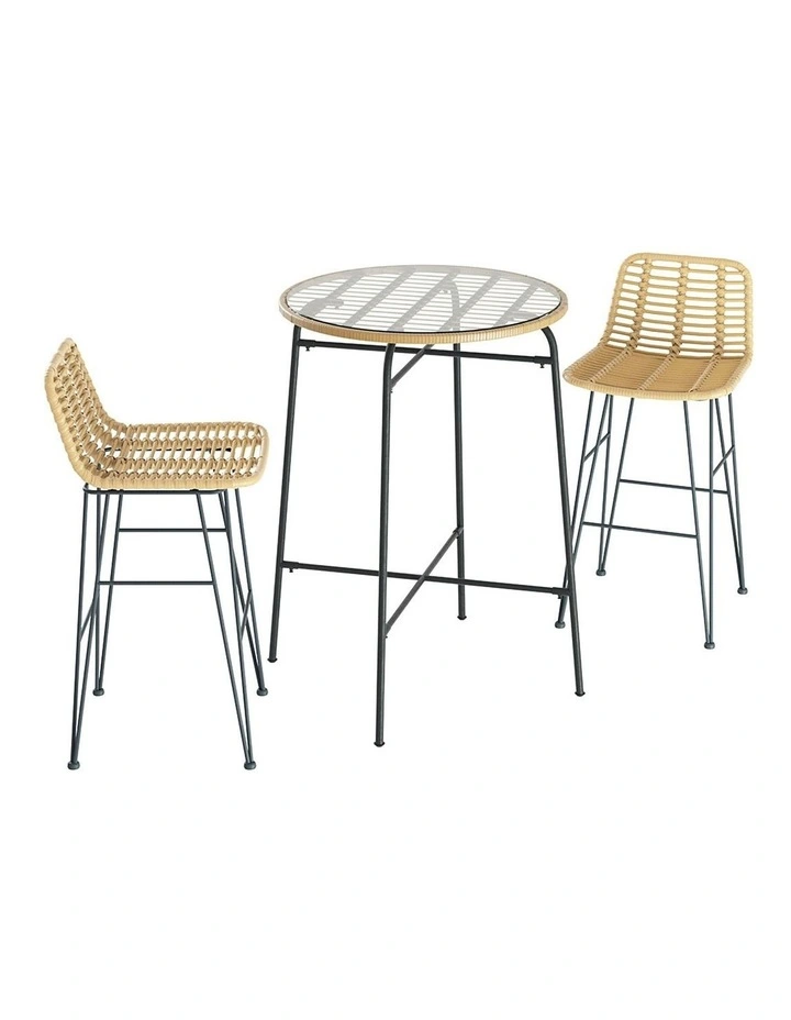 3-Piece Outdoor Bar Set in Brown