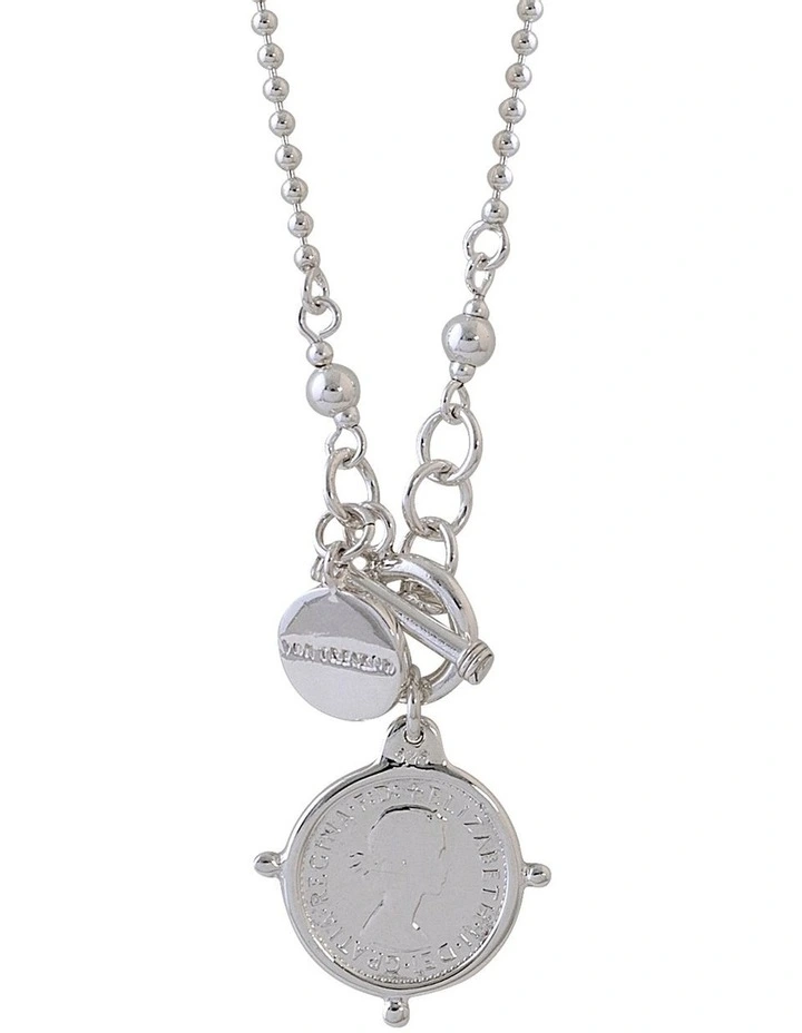 Fine Ball Chain Necklace w/ VT Plate & Threepence Silver