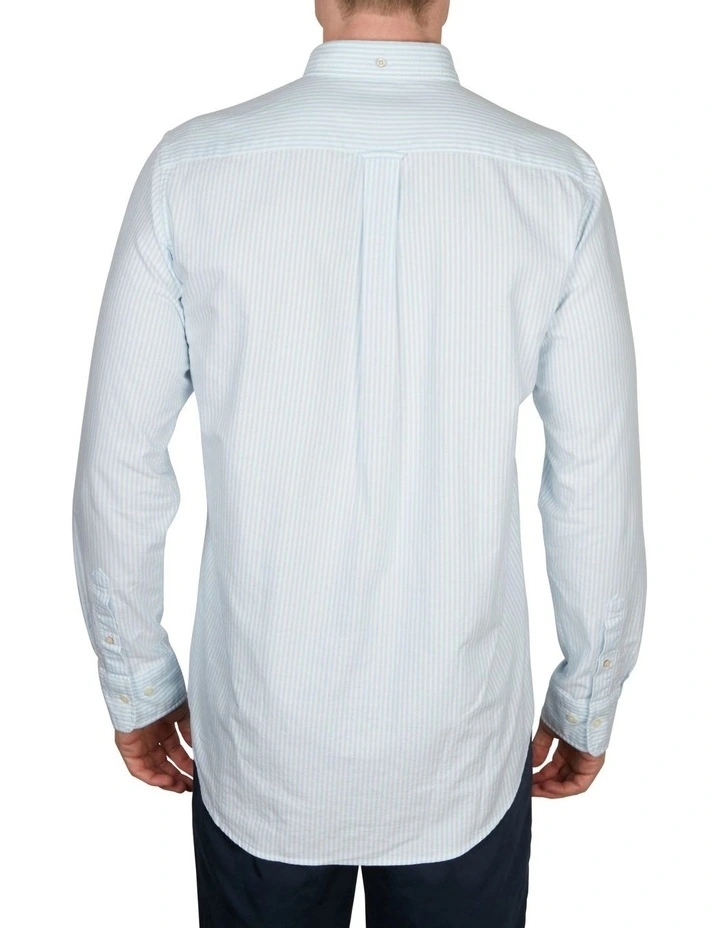 Regular Oxford Banker Broadcloth Long Sleeve Shirt in Blue