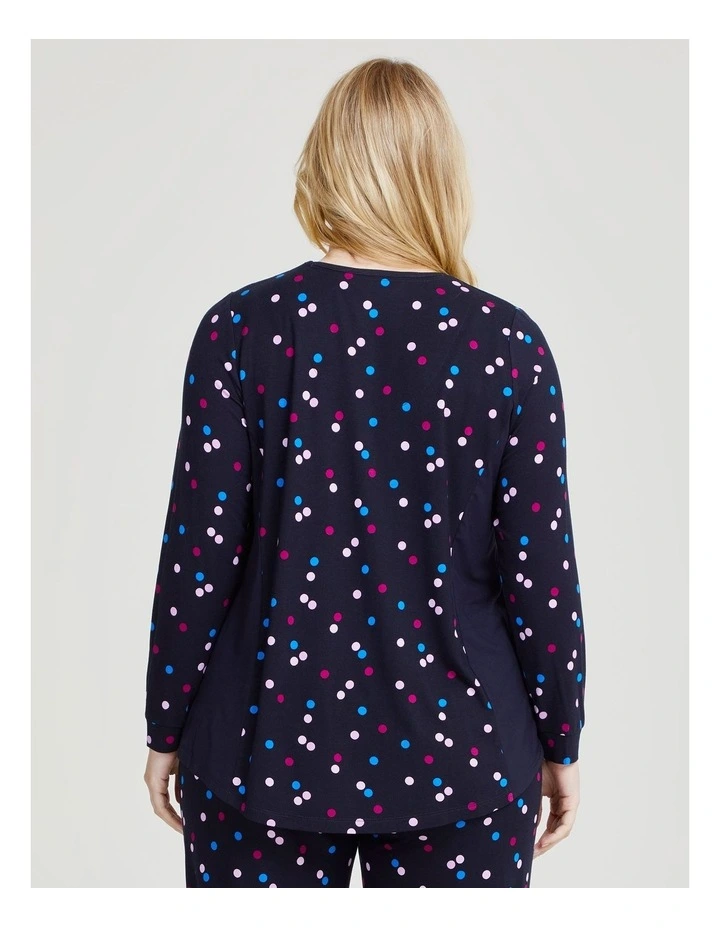 Bamboo Confetti Pyjama Top in Print/navy