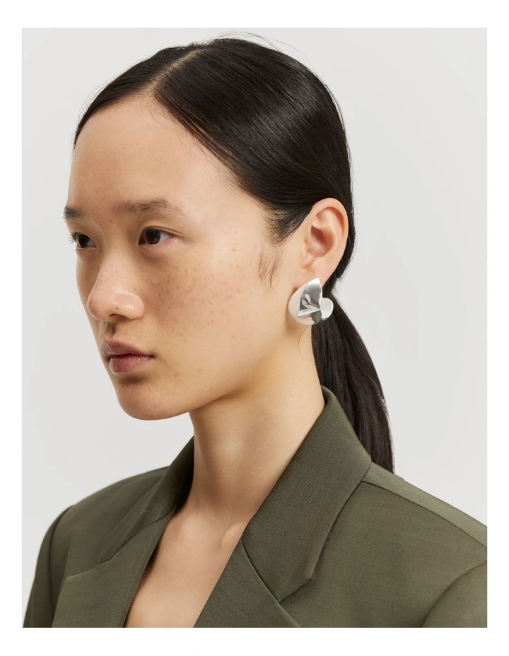 Fold Stud Earring in Silver